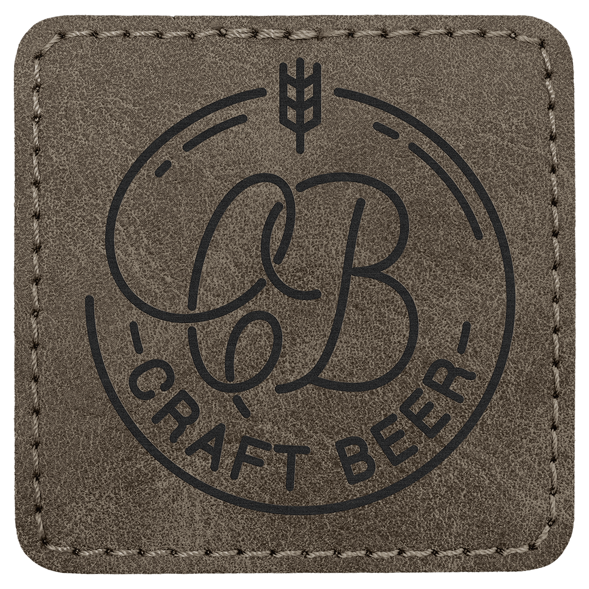 A Dark Gray 2 1/2" x 2 1/2" Premier Laserable Leatherette Square Patch Adhesive - Creekside Collection