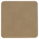 Light Brown with Black Engraving 2.5x2.5 Square Hat Patches - Laser Engraved Leatherette