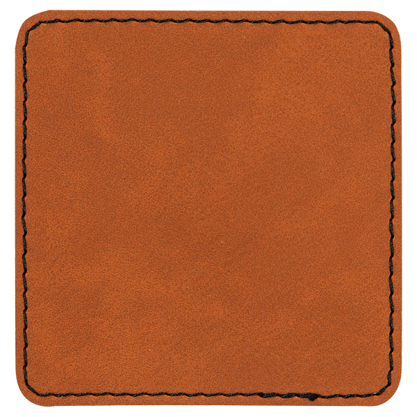 Rawhide with Black Engraving 2.5x2.5 Square Hat Patches - Laser Engraved Leatherette