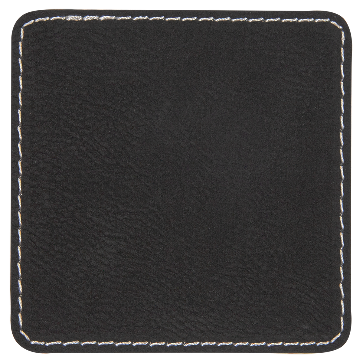 Black with Silver Engraving 2.5x2.5 Square Hat Patches - Laser Engraved Leatherette