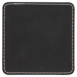 Black with Silver Engraving 2.5x2.5 Square Hat Patches - Laser Engraved Leatherette