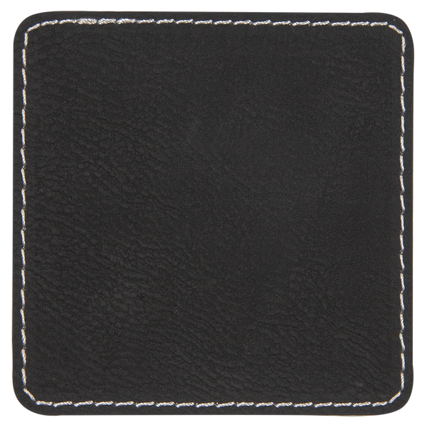 Black with Silver Engraving 2.5x2.5 Square Hat Patches - Laser Engraved Leatherette