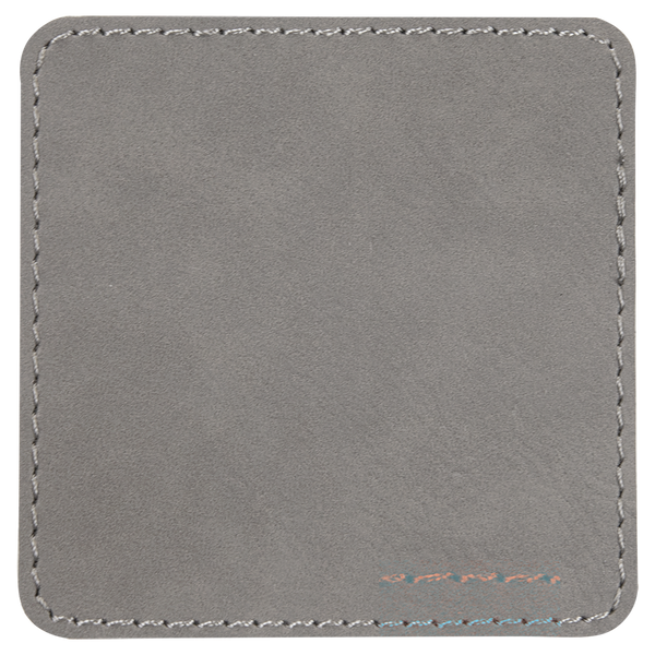 Gray with Black Engraving 2.5x2.5 Square Hat Patches - Laser Engraved Leatherette