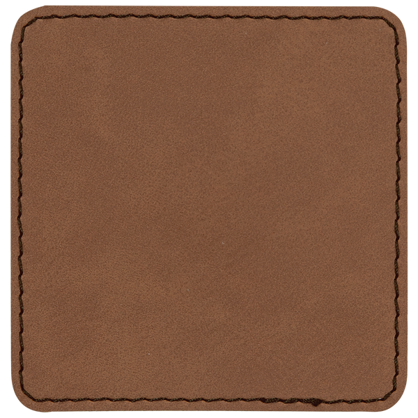Dark Brown with Black Engraving 2.5x2.5 Square Hat Patches - Laser Engraved Leatherette