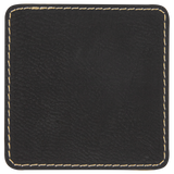 Black with Gold Engraving 2.5x2.5 Square Hat Patches - Laser Engraved Leatherette