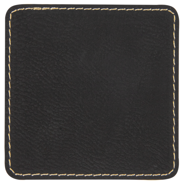 Black with Gold Engraving 2.5x2.5 Square Hat Patches - Laser Engraved Leatherette