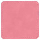 Pink with Black Engraving 2.5x2.5 Square Hat Patches - Laser Engraved Leatherette