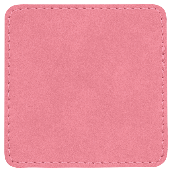 Pink with Black Engraving 2.5x2.5 Square Hat Patches - Laser Engraved Leatherette