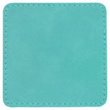Teal with Black Engraving 2.5x2.5 Square Hat Patches - Laser Engraved Leatherette