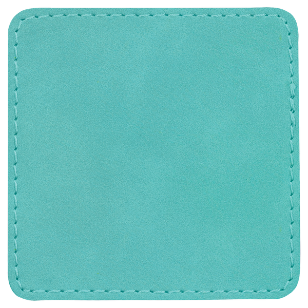 Teal with Black Engraving 2.5x2.5 Square Hat Patches - Laser Engraved Leatherette