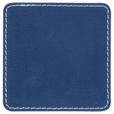 Blue with Silver Engraving 2.5x2.5 Square Hat Patches - Laser Engraved Leatherette