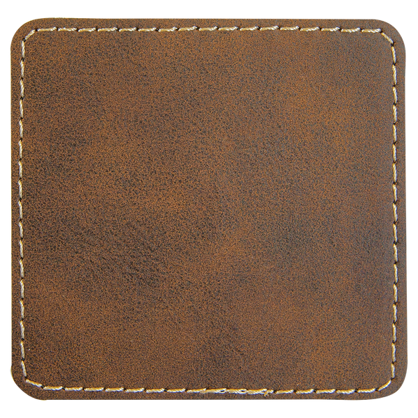 Rustic with Gold Engraving 2.5x2.5 Square Hat Patches - Laser Engraved Leatherette