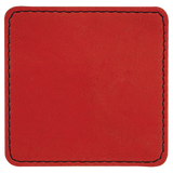 Red with Black Engraving 2.5x2.5 Square Hat Patches - Laser Engraved Leatherette