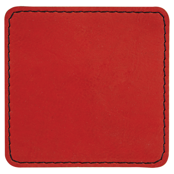Red with Black Engraving 2.5x2.5 Square Hat Patches - Laser Engraved Leatherette