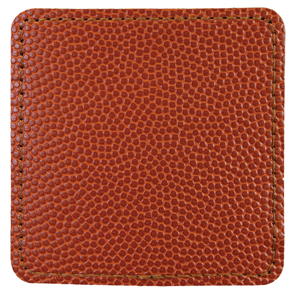Basketball with Black Engraving 2.5x2.5 Square Hat Patches - Laser Engraved Leatherette