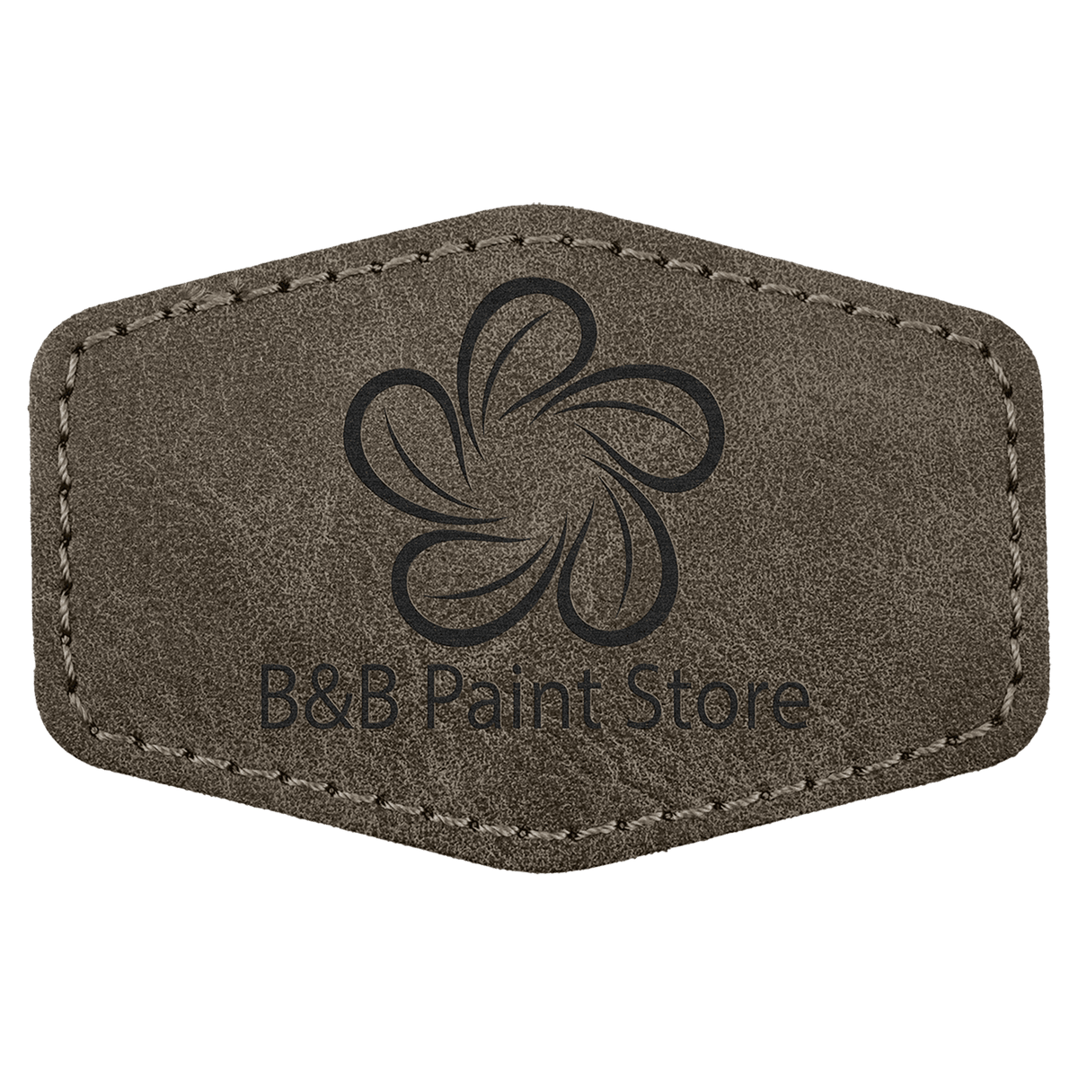 A Dark Gray 3" x 2" Premier Laserable Leatherette Hex Patch Adhesive- Creekside Collection