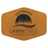 A Light Brown Hex Patch Adhesive - Laserable Leatherette Creekside Collection 3 1/2
