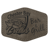 A Dark Gray Hex Patch Adhesive - Laserable Leatherette Creekside Collection 3 1/2