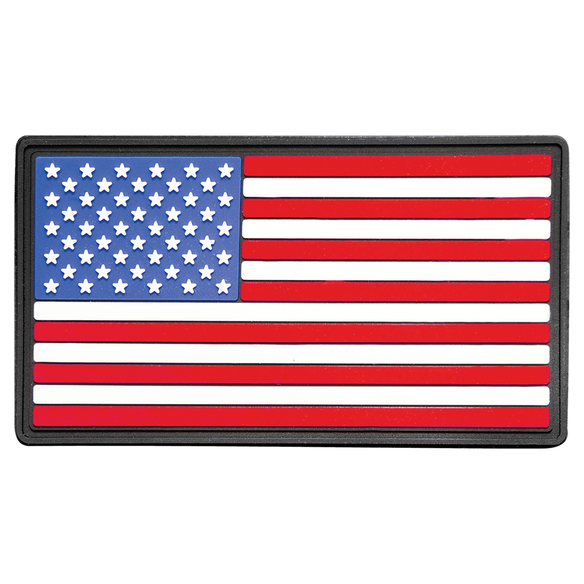 A 1 3/4" x 3 1/4" American Flag PVC Patch Adhesive