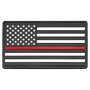 A 1 3/4" x 3 1/4" Line American Flag PVC Patch representing support for firefighters - Adhesive included