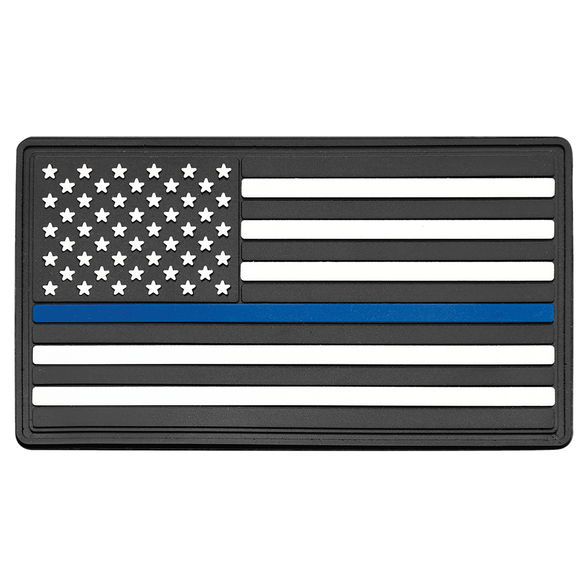 A 1 3/4" x 3 1/4" Line American Flag PVC Patch representing support for law enforcement - Adhesive included