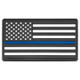 A 1 3/4" x 3 1/4" Line American Flag PVC Patch representing support for law enforcement - Adhesive included