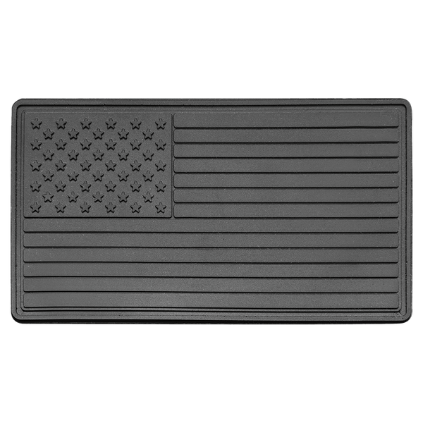 A 1 3/4" x 3 1/4" American Flag PVC Patch representing various causes - Adhesive included