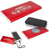 8000MAH Power Bank & Wireless Anodized Aluminum Charger with Power Cord - Laser Engraved Gift