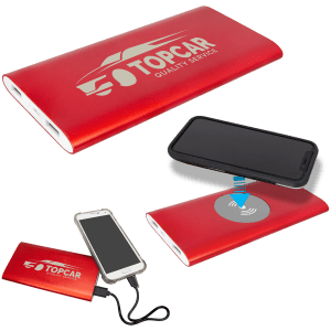 8000MAH Power Bank & Wireless Anodized Aluminum Charger with Power Cord - Laser Engraved Gift