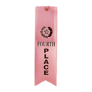 4th Place Carded Ribbon With String - Custom Award Ribbon