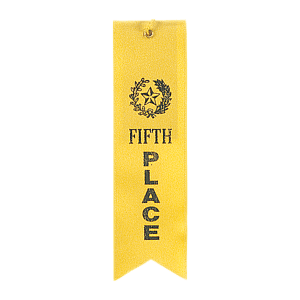 5th Place Carded Ribbon With String - Custom Award Ribbon