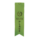 6th Place Carded Ribbon With String - Custom Award Ribbon
