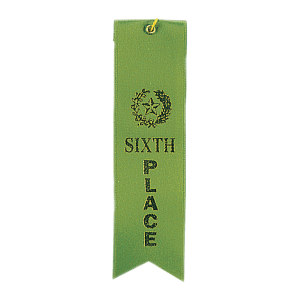 6th Place Carded Ribbon With String - Custom Award Ribbon