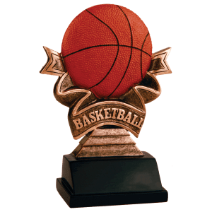 Basketball Ribbon Resin Trophy - Custom Engraved Award