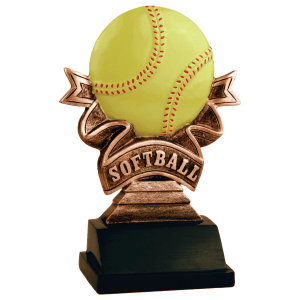 Softball Ribbon Resin Trophy - Custom Engraved Award