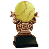 Softball Ribbon Resin Trophy - Custom Engraved Award