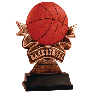 Basketball Ribbon Resin Trophy - Custom Engraved Award