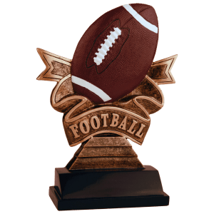 Football Ribbon Resin Trophy - Custom Engraved Award