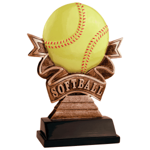 Softball Ribbon Resin Trophy - Custom Engraved Award