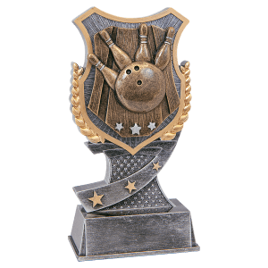 Bowling Shield Award Resin Trophy - Custom Engraved Award