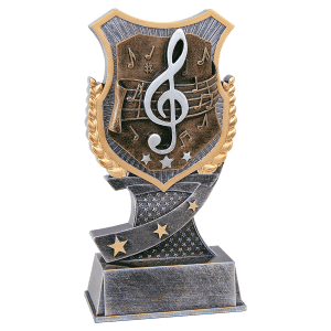 Music Shield Award Resin Trophy - Custom Engraved Award