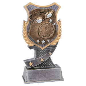 Swimming Shield Award Resin Trophy - Custom Engraved Award