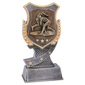Wrestling Shield Award Resin Trophy - Custom Engraved Award