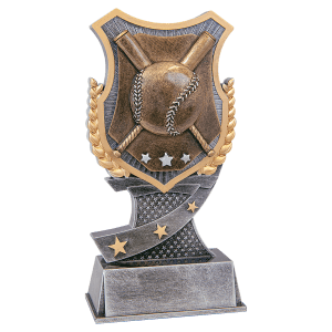 Baseball/Softball Shield Award Resin Trophy - Custom Engraved Award