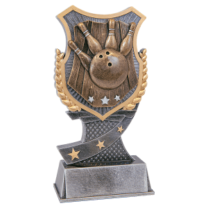 Bowling Shield Award Resin Trophy - Custom Engraved Award