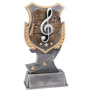 Music Shield Award Resin Trophy - Custom Engraved Award