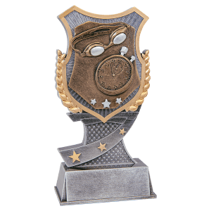 Swimming Shield Award Resin Trophy - Custom Engraved Award