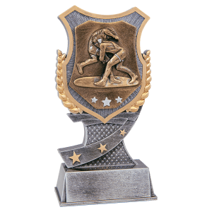 Wrestling Shield Award Resin Trophy - Custom Engraved Award
