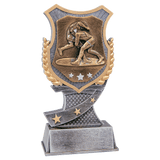Wrestling Shield Award Resin Trophy - Custom Engraved Award