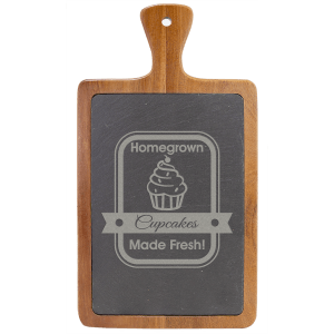 Acacia Wood and Slate Cutting Board - Laser Engraved Kitchen